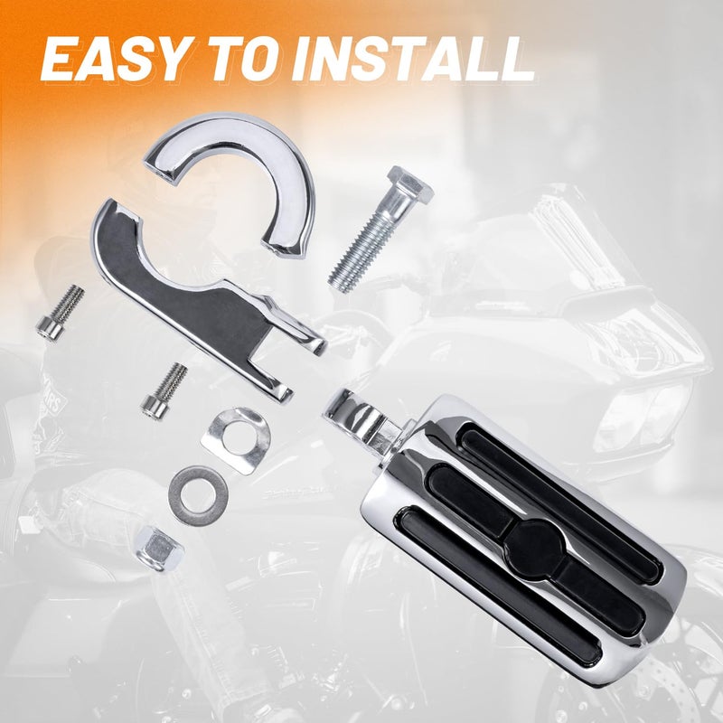 OUMURS 1-1/4"" Motorcycle Foot Pegs For 1.25"" Engine Guard Highway Pegs For Crash Bars Foot Pedal Bracket Clamp Compatible With Harley Touring Electra Road Glide Road King Street Glide Sportster 883 - Image 3